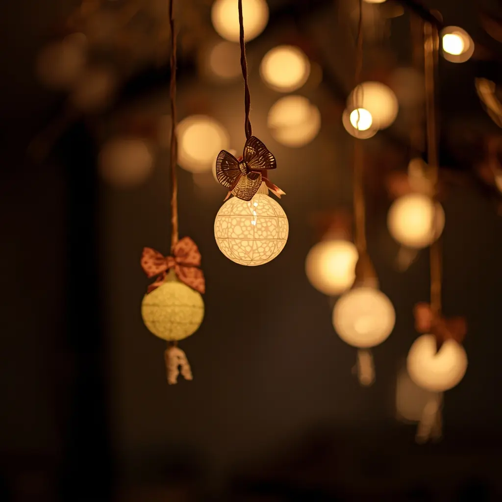 Magisk ljusfotozon med hängande lyktor